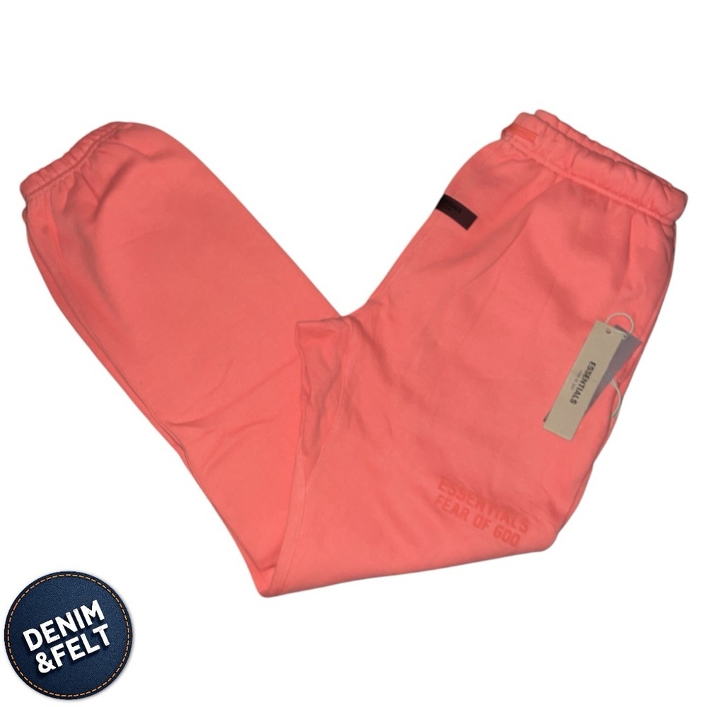Essentials FEAR OF GOD ESSENTIALS Logo-Appliquéd Jersey Sweatpants | Coral | NEW - Picture 9 of 16